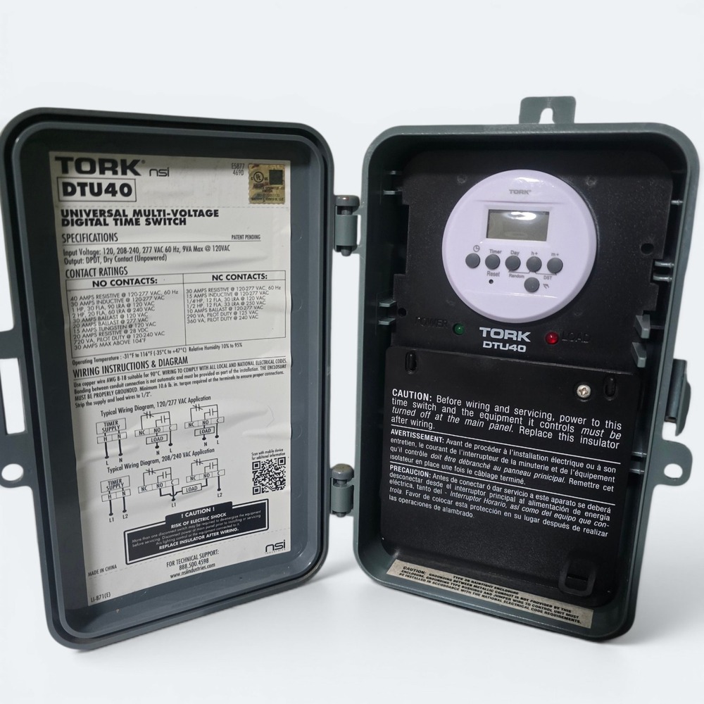 Tork DTU40 Universal Multi-Voltage Digital Time Switch 40A DPDT Outdoor Timer